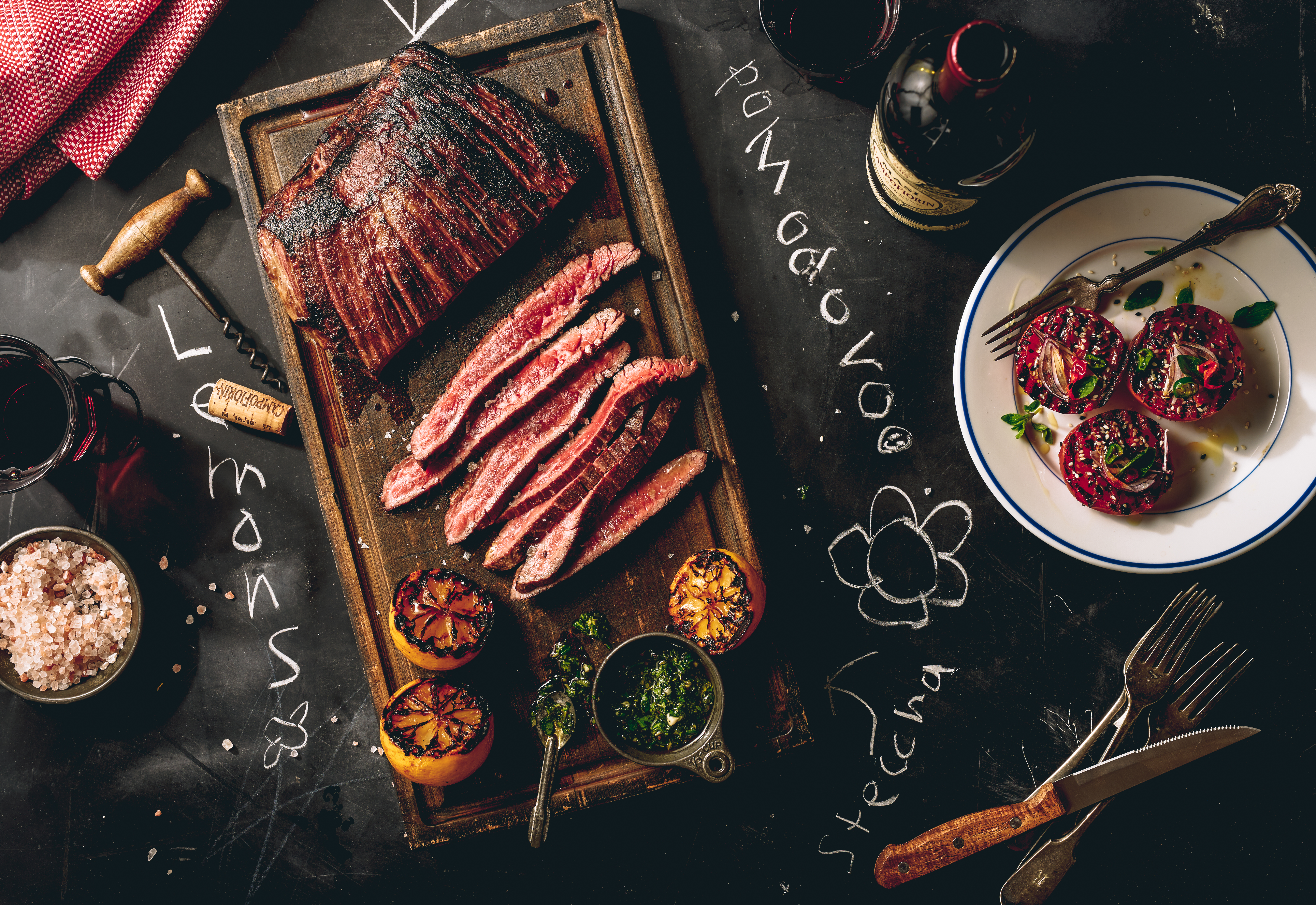 Tracy Cox Toronto Food Motion Photographer:  Grilled Rare Steak Top Down